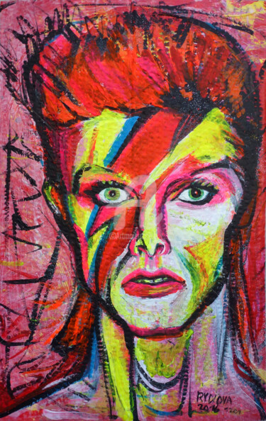 Peinture intitulée "David Bowie IMMORTEL" par Lucie Rydlova, Œuvre d'art originale, Acrylique