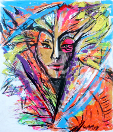 Malerei mit dem Titel "Peinture portrait D…" von Lucie Rydlova, Original-Kunstwerk, Acryl