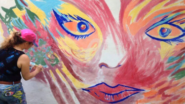 Peinture intitulée "Peinture murale - E…" par Lucie Rydlova, Œuvre d'art originale, Émail