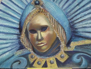 Peinture intitulée "masquevenisebleuart…" par Lado, Œuvre d'art originale