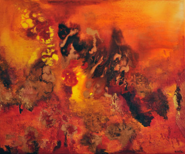 Painting titled "Oasis du Feu 2" by Lucie Ecalle, Original Artwork