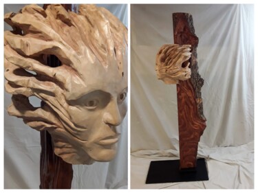 Скульптура под названием "Manitou" - Lucien-Carol Proulx, Подлинное произведение искусства, Дерево