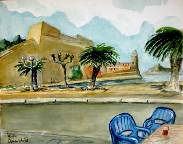 Painting titled "COLLIOURE." by Lucien Chiaselotti, Original Artwork, Watercolor