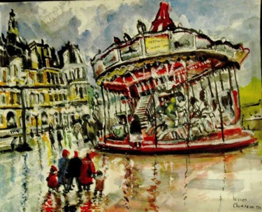 Malarstwo zatytułowany „PARIS : HOTEL DE VI…” autorstwa Lucien Chiaselotti, Oryginalna praca, Akwarela