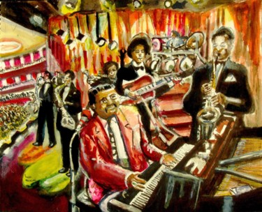 Painting titled "FATS DOMINO." by Lucien Chiaselotti, Original Artwork, Watercolor