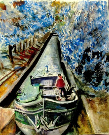 Peinture intitulée "CANAL SAINT-MARTIN." par Lucien Chiaselotti, Œuvre d'art originale, Aquarelle