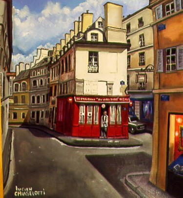 Pintura titulada ""AU VIEUX PARIS" Ru…" por Lucien Chiaselotti, Obra de arte original, Oleo