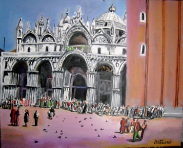Painting titled "PIAZZA SAN MARCO ." by Lucien Chiaselotti, Original Artwork, Oil