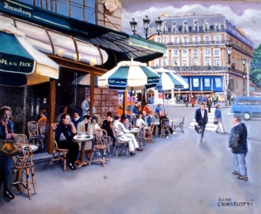Ζωγραφική με τίτλο "PARIS. LE CAFE DE L…" από Lucien Chiaselotti, Αυθεντικά έργα τέχνης, Λάδι