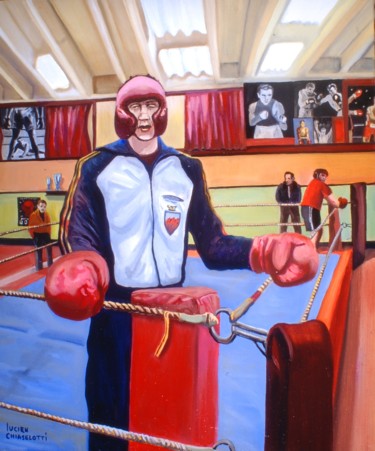 Painting titled "LE SPARRING-PARTNER." by Lucien Chiaselotti, Original Artwork, Oil