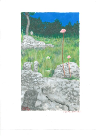 Painting titled "Fleur de Caillou" by Lucien Fabre, Original Artwork, Acrylic