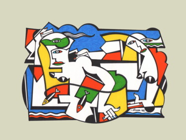 Dessin intitulée "Andrographie N° 391…" par Lucien Ségura, Œuvre d'art originale, Marqueur