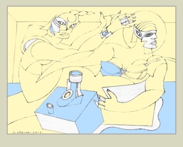 Drawing titled "Toile de Stars N° 6…" by Lucien Ségura, Original Artwork, Graphite