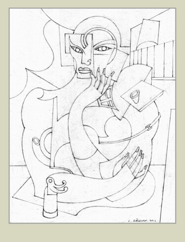 Disegno intitolato "Toile de Stars N° 8…" da Lucien Ségura, Opera d'arte originale, Grafite
