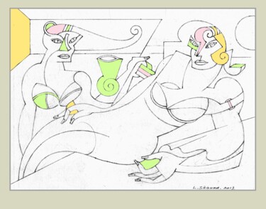 Drawing titled "Toile de Stars N° 4…" by Lucien Ségura, Original Artwork, Graphite