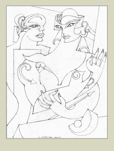 Disegno intitolato "Toile de Stars N° 5…" da Lucien Ségura, Opera d'arte originale, Grafite