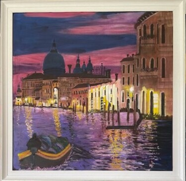 Painting titled "B73. Le Grand Canal…" by Lucien Dufour, Original Artwork, Oil Mounted on Wood Stretcher frame