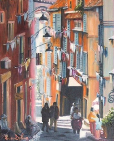 Картина под названием "M19 - Rue du pannie…" - Lucien Dufour, Подлинное произведение искусства, Масло Установлен на Деревянн…