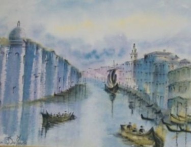 Painting titled "B30- Venise I" by Lucien Dufour, Original Artwork, Watercolor Mounted on Cardboard