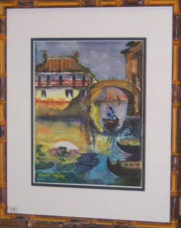 Painting titled "C5 - Canal de Zhouz…" by Lucien Dufour, Original Artwork, Oil