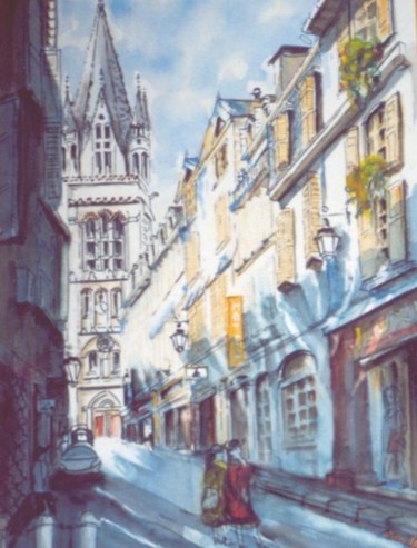 Schilderij getiteld "E5 - Rue Jeanne d'A…" door Lucien Dufour, Origineel Kunstwerk, Olie