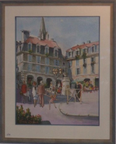 Painting titled "E54 - Place Reine M…" by Lucien Dufour, Original Artwork, Oil