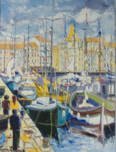 Pintura titulada "M18 -  Port en Prov…" por Lucien Dufour, Obra de arte original, Oleo