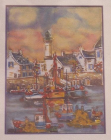 Peinture intitulée "L2 - Port en Bretag…" par Lucien Dufour, Œuvre d'art originale