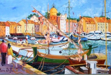 Painting titled "M20 - Sur le port d…" by Lucien Dufour, Original Artwork