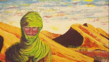 Painting titled "J2 - Touareg" by Lucien Dufour, Original Artwork, Oil Mounted on Wood Stretcher frame