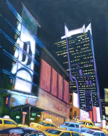 Painting titled "J17-New York la nui…" by Lucien Dufour, Original Artwork, Oil Mounted on Wood Stretcher frame
