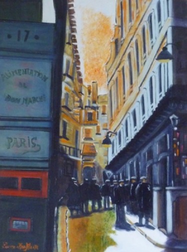 Painting titled "N10- Rue des trois…" by Lucien Dufour, Original Artwork, Oil