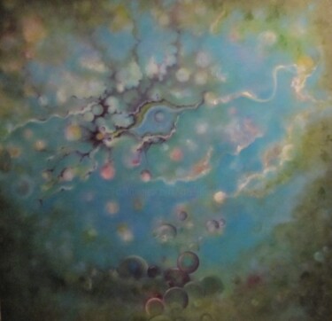 Painting titled "green light" by Lucienne Van Sande, Original Artwork, Oil