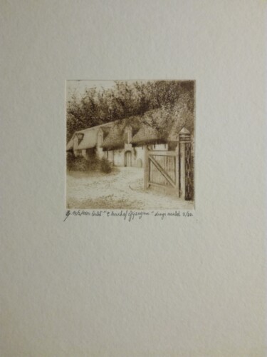 Printmaking titled "t'neerhof gijzegem" by Lucienne Van Sande, Original Artwork, Engraving