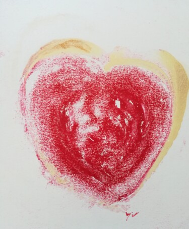 Schilderij getiteld "hart 1" door Lucienne Van Sande, Origineel Kunstwerk, Monotype