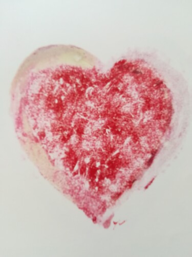 Schilderij getiteld "hart 3" door Lucienne Van Sande, Origineel Kunstwerk, Monotype
