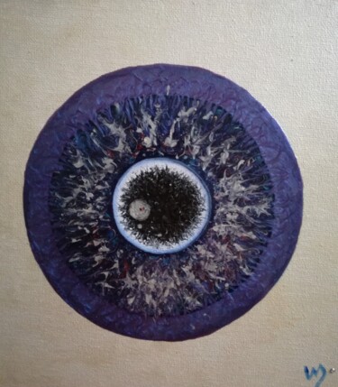 Schilderij getiteld "Winter Blue eye 1/4" door Lucienne Van Sande, Origineel Kunstwerk, Olie