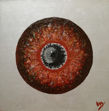 Malerei mit dem Titel "Herfst brown eye 4/4" von Lucienne Van Sande, Original-Kunstwerk, Öl