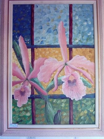 Pintura intitulada "Orquídeas rosadas" por Lucienne Dumay, Obras de arte originais