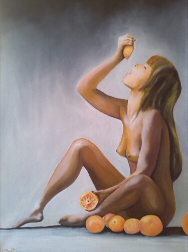 Peinture intitulée "Un jus d'orange ?" par Henry Prost, Œuvre d'art originale, Huile