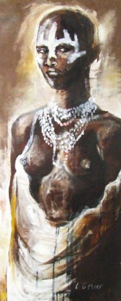 Peinture intitulée "jeune femme africai…" par Lucie Tissier, Œuvre d'art originale, Huile