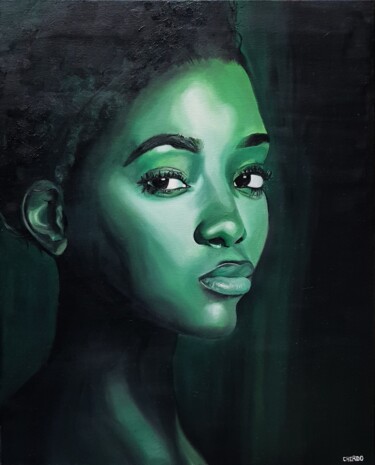 Ζωγραφική με τίτλο "Green" από Lucile Cherdo, Αυθεντικά έργα τέχνης, Λάδι