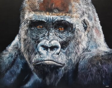 Painting titled "Tony" by Lucile Cherdo, Original Artwork, Oil Mounted on Wood Stretcher frame