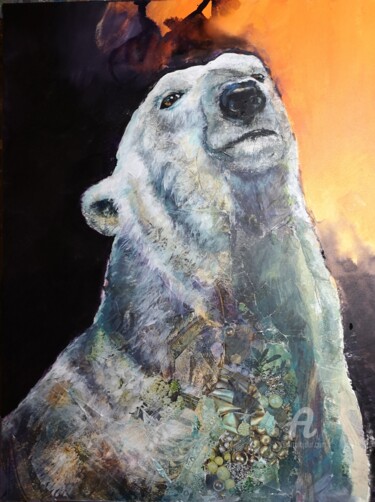 Peinture intitulée "White Bear Ours Bla…" par Lucile Malbrunot, Œuvre d'art originale, Acrylique