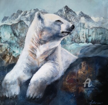 Peinture intitulée "White Bear Ours Bla…" par Lucile Malbrunot, Œuvre d'art originale, Acrylique