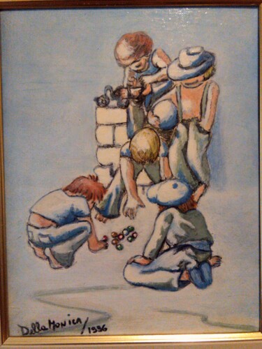Schilderij getiteld "Giochi dimenticati" door Lucio Dellamonica (DMC), Origineel Kunstwerk, Olie