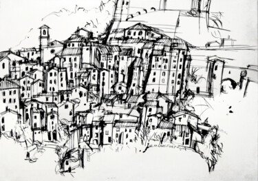 Painting titled "Sorano" by Lucio Forte, Original Artwork, Ink