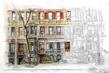 Peinture intitulée "West 89th Street, NY" par Lucio Forte, Œuvre d'art originale, Huile