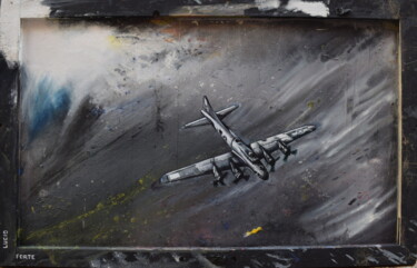 Painting titled "Boeing B-17E" by Lucio Forte, Original Artwork, Oil