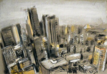 Malerei mit dem Titel "Skyscrapers in L.A." von Lucio Forte, Original-Kunstwerk, Acryl